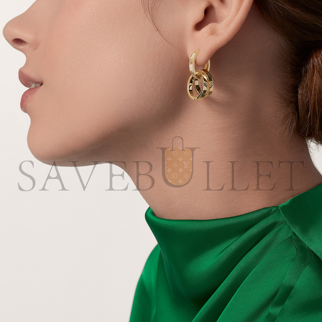 CARTIER LOVE YELLOW GOLD EARRINGS, TRANSFORMABLE, SEMI-PAVED N8515241